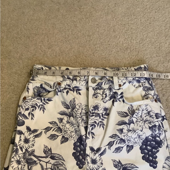 Reformation Jeans Cynthia Toile High Rise Straight White & Blue Size 27/4 small - Picture 4 of 13